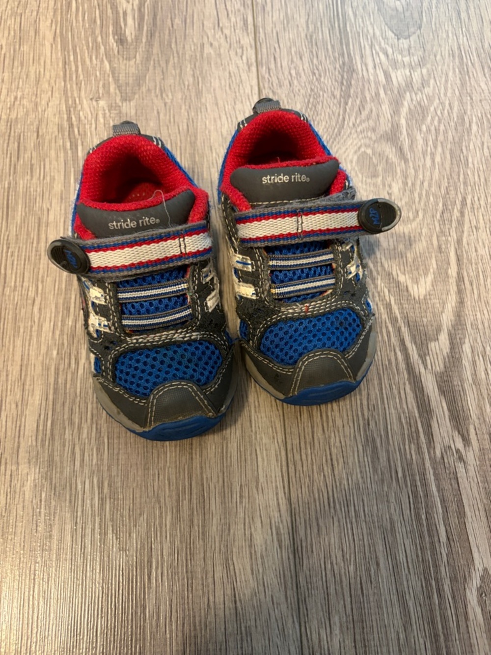 Stride Rite Boys Blue, Gray & Red Athletic Sneakers